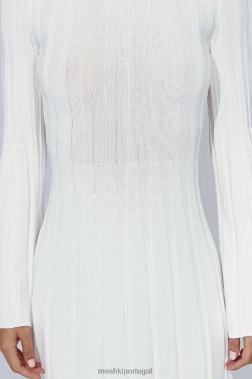 Meshki vestido midi de tricô com manga flare Juniper BLLT362 roupas branco
