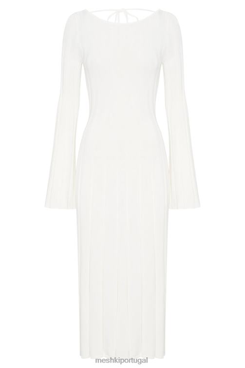 Meshki vestido midi de tricô com manga flare Juniper BLLT362 roupas branco