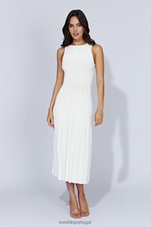 Meshki vestido midi em malha aspen com abertura nas costas BLLT440 roupas branco