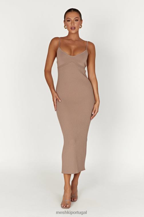 Meshki vestido midi em malha avalon sem costas BLLT350 roupas cinza