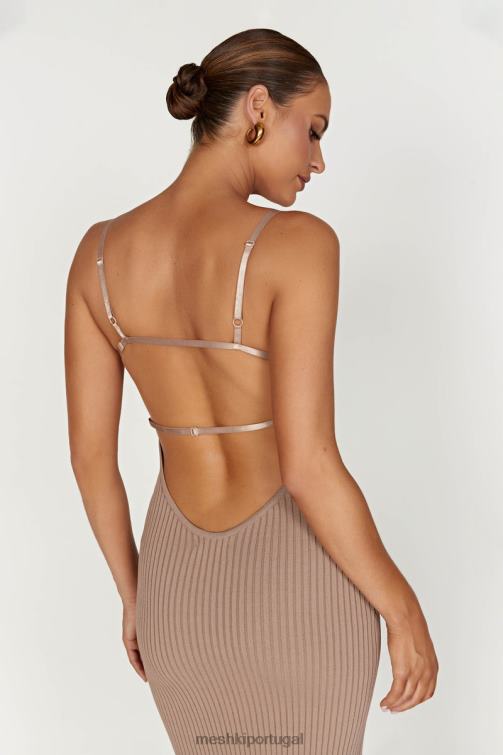 Meshki vestido midi em malha avalon sem costas BLLT350 roupas cinza