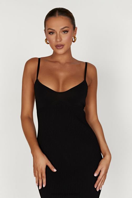 Meshki vestido midi em malha avalon sem costas BLLT417 roupas preto