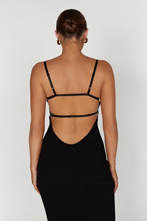 Meshki vestido midi em malha avalon sem costas BLLT417 roupas preto