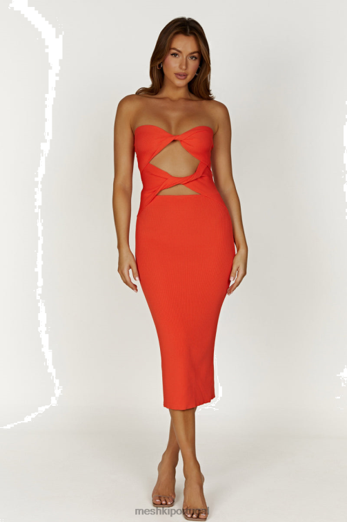 Meshki vestido midi em tricô gabrielle BLLT325 roupas coral