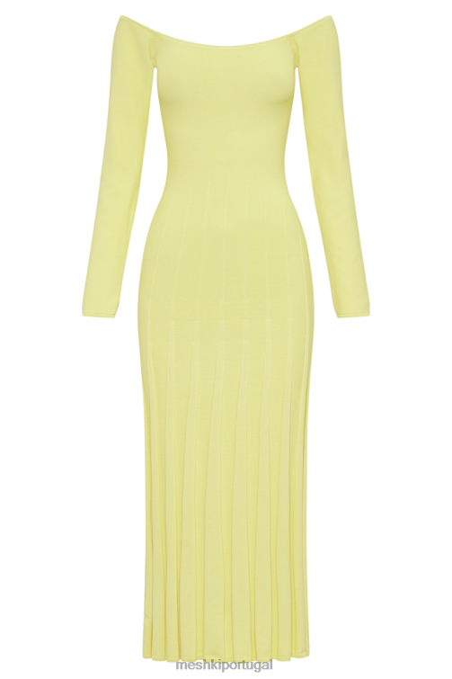 Meshki vestido midi emmeline manga longa em malha canelada BLLT54 roupas limão