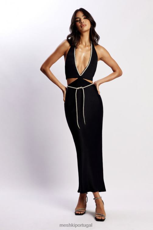 Meshki vestido midi lila diamante corda BLLT539 roupas preto