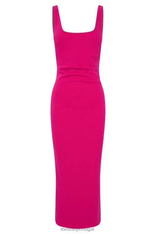 Meshki vestido midi maria crepe decote quadrado BLLT537 roupas fúcsia
