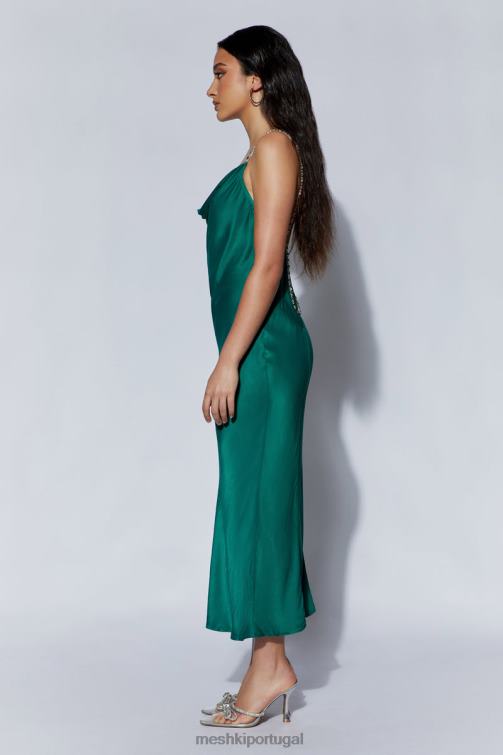 Meshki vestido midi rasta com gola redonda e alça de diamante BLLT516 roupas esmeralda