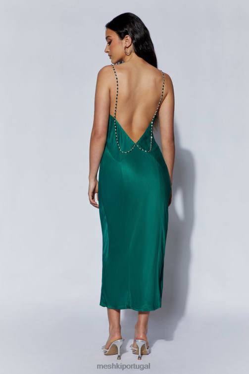 Meshki vestido midi rasta com gola redonda e alça de diamante BLLT516 roupas esmeralda