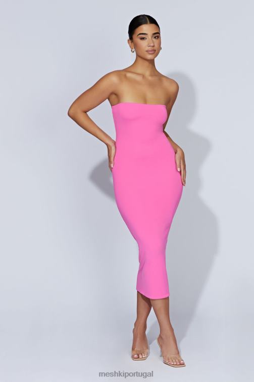 Meshki vestido midi sem alças cassidy BLLT518 roupas rosa chiclete