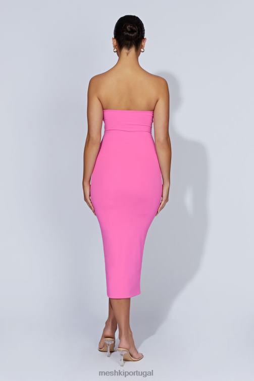 Meshki vestido midi sem alças cassidy BLLT518 roupas rosa chiclete