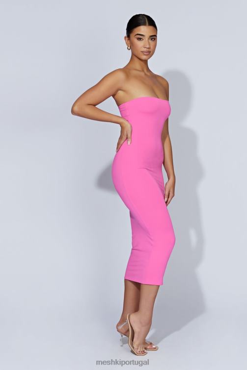 Meshki vestido midi sem alças cassidy BLLT518 roupas rosa chiclete