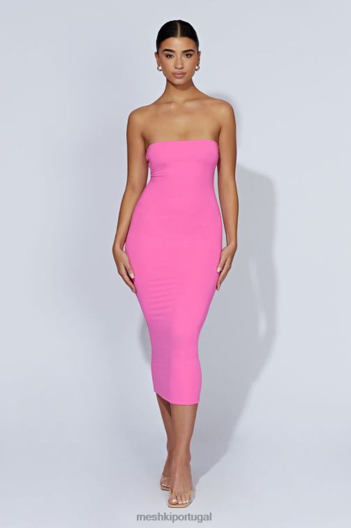 Meshki vestido midi sem alças cassidy BLLT518 roupas rosa chiclete
