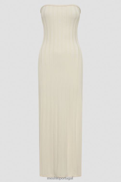 Meshki vestido midi sem alças dolce extreme rib BLLT265 roupas marfim