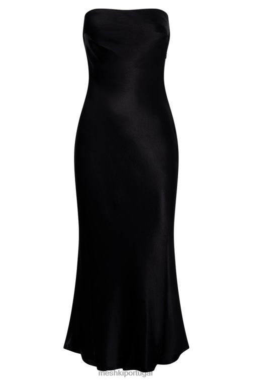 Meshki vestido midi sem alças mischa com detalhes em renda BLLT464 roupas preto