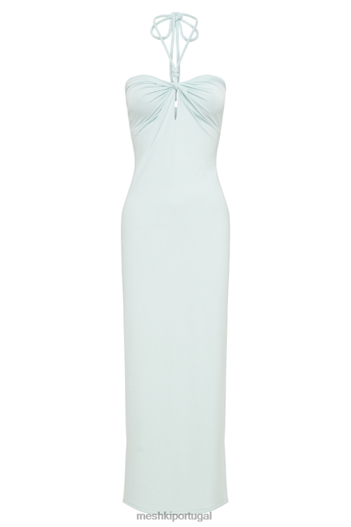 Meshki vestido midi twist halter jersey krissy BLLT255 roupas azul ártico