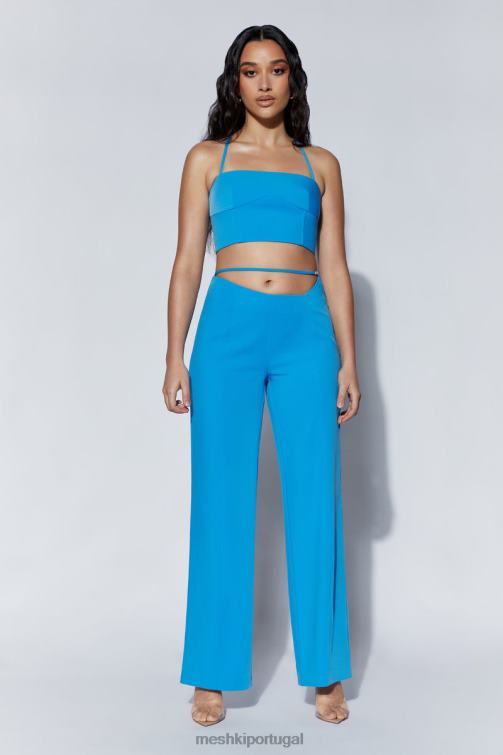 Meshki calça bahar cintura média com alça larga BLLT1482 roupas azul Azul