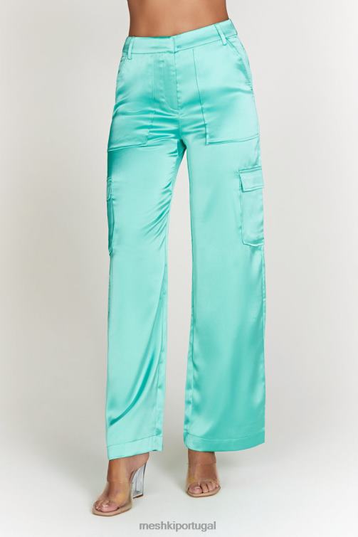 Meshki calça cargo de cetim amaya BLLT1567 roupas hortelã