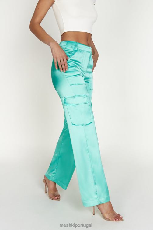 Meshki calça cargo de cetim amaya BLLT1567 roupas hortelã