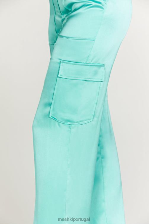 Meshki calça cargo de cetim amaya BLLT1567 roupas hortelã