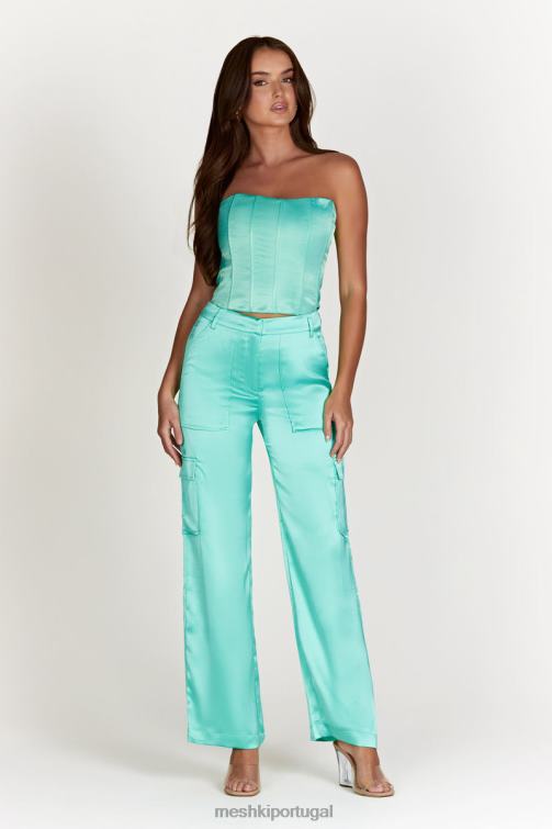 Meshki calça cargo de cetim amaya BLLT1567 roupas hortelã