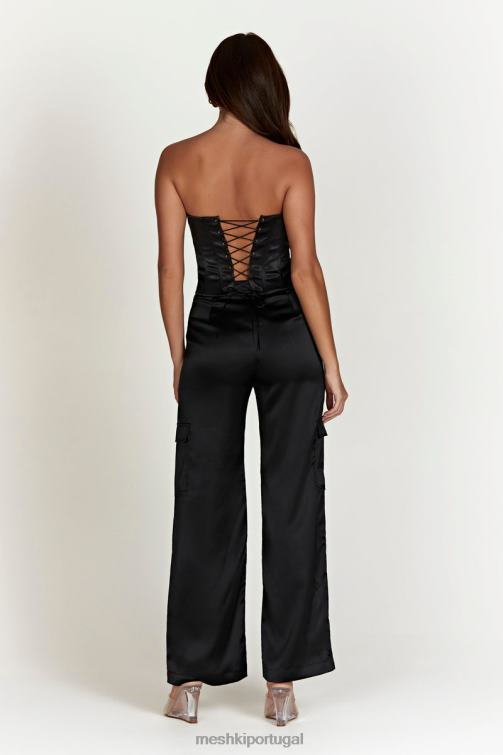 Meshki calça cargo de cetim amaya BLLT1574 roupas preto