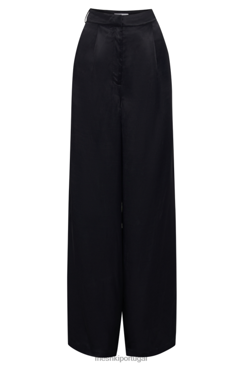 Meshki calça de cetim nour perna larga BLLT1364 roupas preto