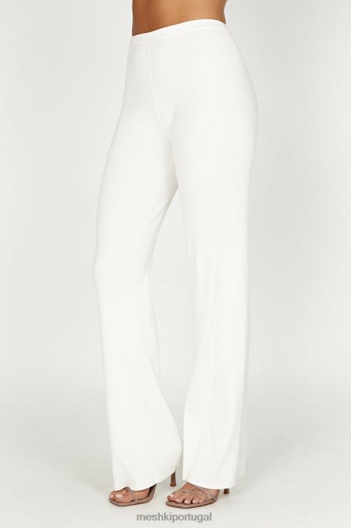 Meshki calça de tricô linnie com perna reta BLLT1395 roupas branco