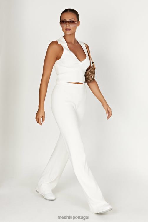 Meshki calça de tricô linnie com perna reta BLLT1395 roupas branco