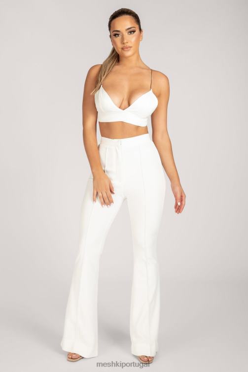 Meshki calça flare cintura alta zendaya BLLT1238 roupas branco