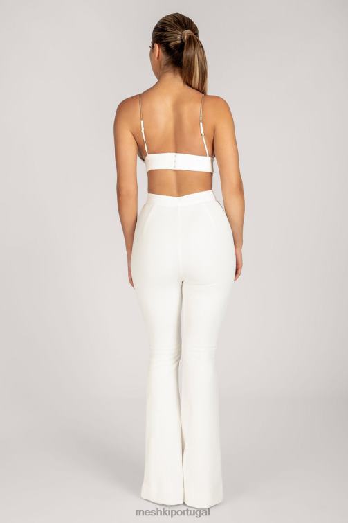 Meshki calça flare cintura alta zendaya BLLT1238 roupas branco