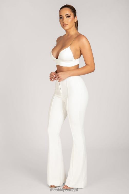 Meshki calça flare cintura alta zendaya BLLT1238 roupas branco