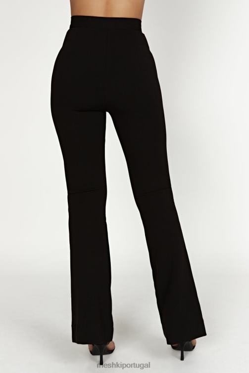 Meshki calça flare cintura alta zendaya BLLT1291 roupas preto