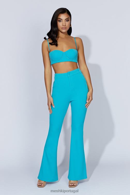 Meshki calça flare crepe fiorella BLLT1586 roupas água-marinha