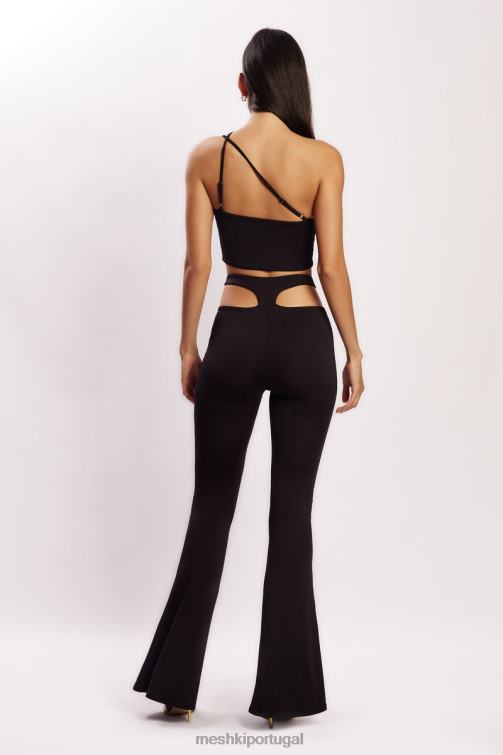 Meshki calça harley cintura alta com recorte tanga BLLT1603 roupas preto