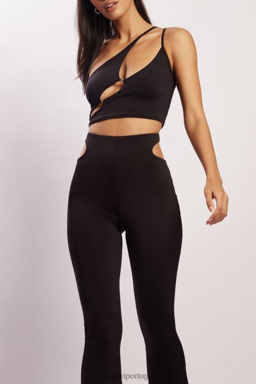 Meshki calça harley cintura alta com recorte tanga BLLT1603 roupas preto