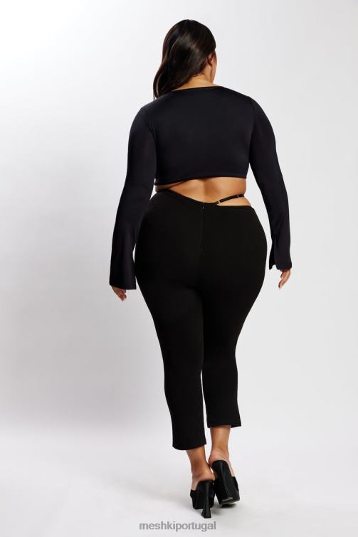 Meshki calça irene com recorte v frontal BLLT1595 roupas preto