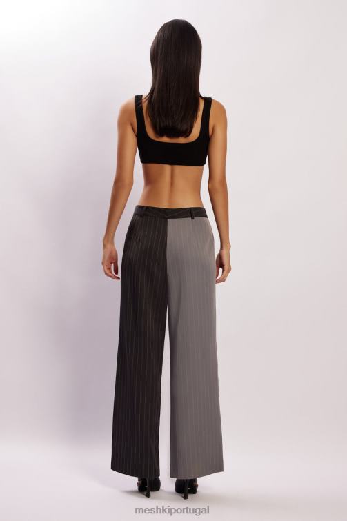 Meshki calça janelle cintura baixa BLLT1598 roupas cinza dois tons