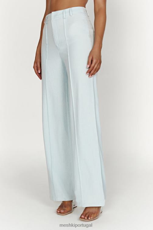 Meshki calça julie de linho larga BLLT1519 roupas Pó azul