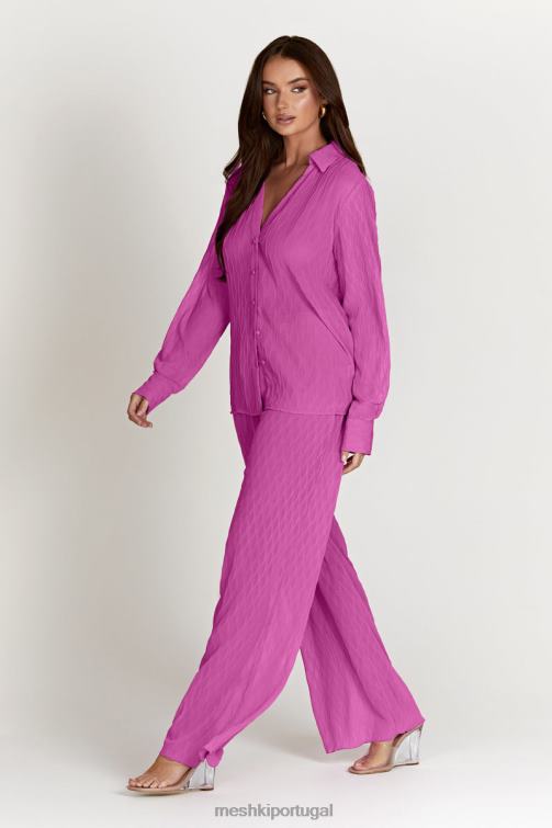 Meshki calça karla wave plissada BLLT1472 roupas rosa rosa