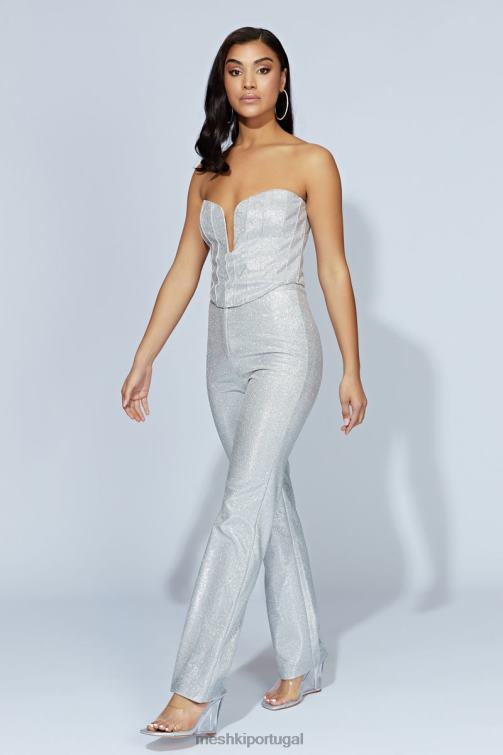 Meshki calça lisette com brilho e perna reta BLLT1558 roupas prata