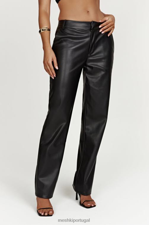 Meshki calça matilda desleixada de cintura baixa em couro sintético BLLT1438 roupas preto