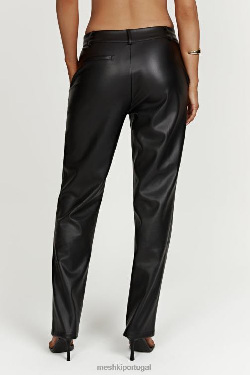 Meshki calça matilda desleixada de cintura baixa em couro sintético BLLT1438 roupas preto