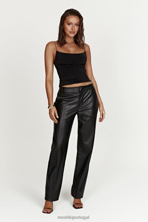 Meshki calça matilda desleixada de cintura baixa em couro sintético BLLT1438 roupas preto