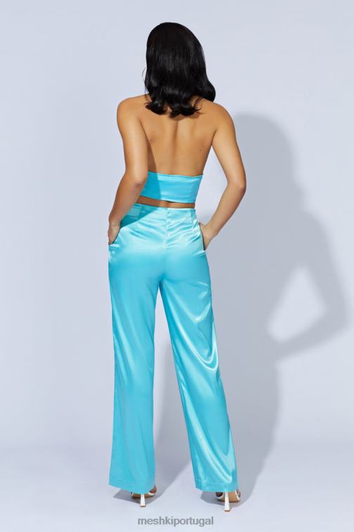 Meshki calça nicolette de cetim com cintura baixa BLLT1487 roupas água-marinha