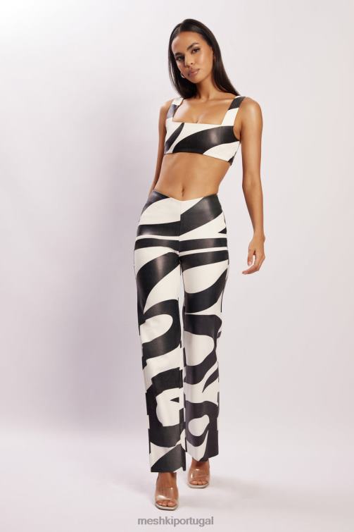 Meshki calça pu com estampa frontal stevie v BLLT1464 roupas impressão em redemoinho