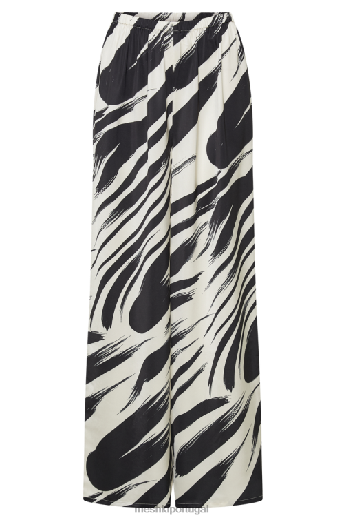 Meshki calça reta de cetim estampada marciela BLLT1236 roupas impressão abstrata