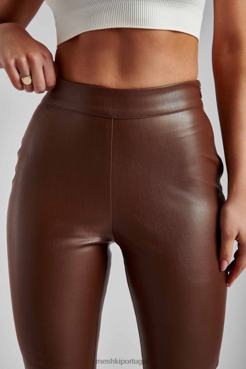 Meshki calça skinny de couro sintético shayla BLLT1339 roupas chocolate