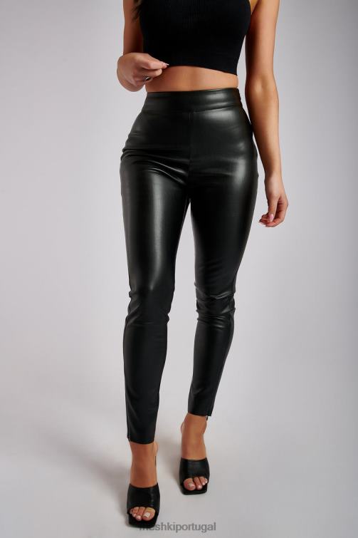 Meshki calça skinny de couro sintético shayla BLLT1340 roupas preto