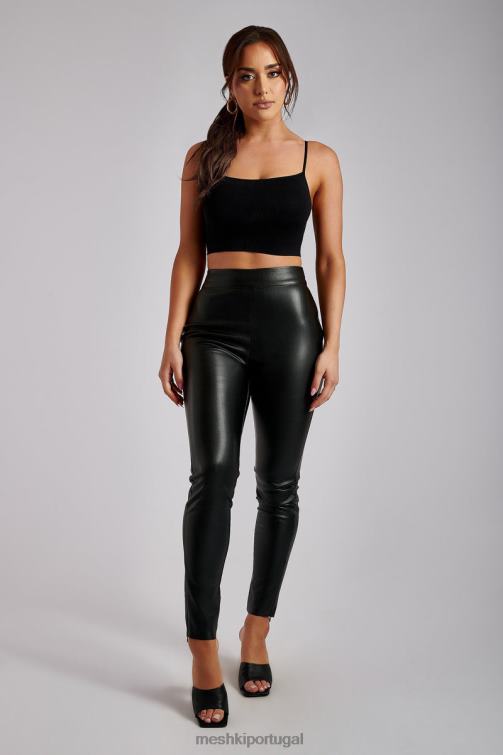 Meshki calça skinny de couro sintético shayla BLLT1340 roupas preto